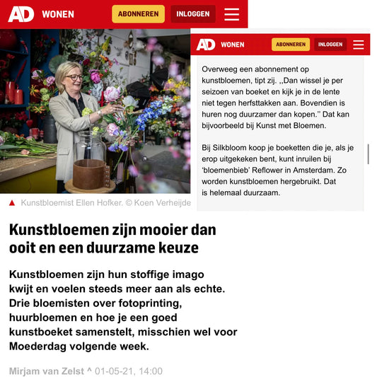 Kunstbloemen zijn mooier dan ooit en een duurzame keuze