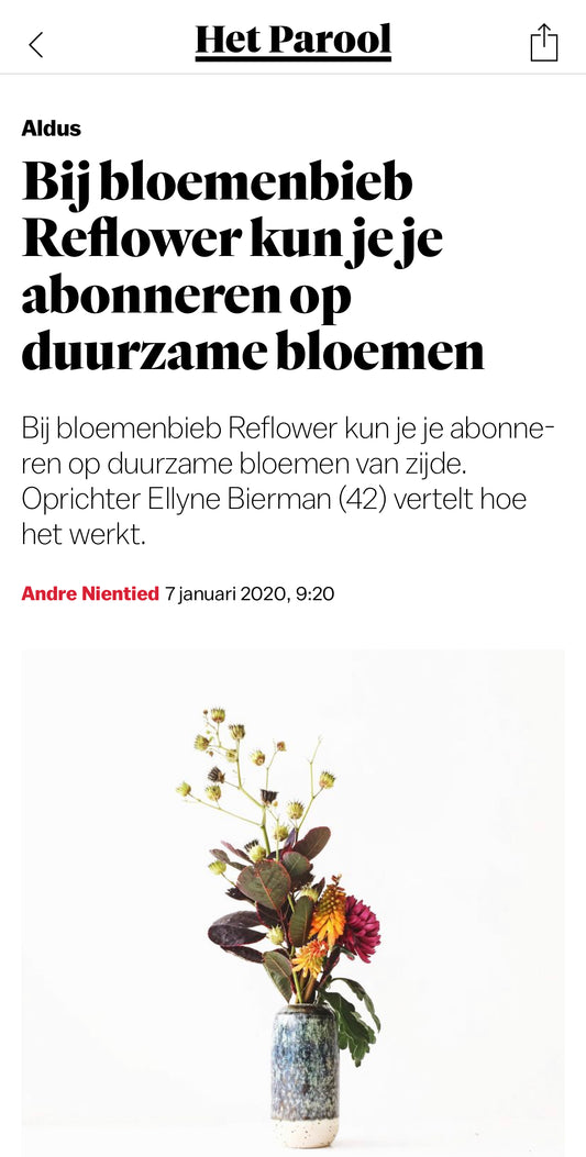 Het Parool: Bij bloemenbieb Reflower kun je je abonneren op duurzame bloemen